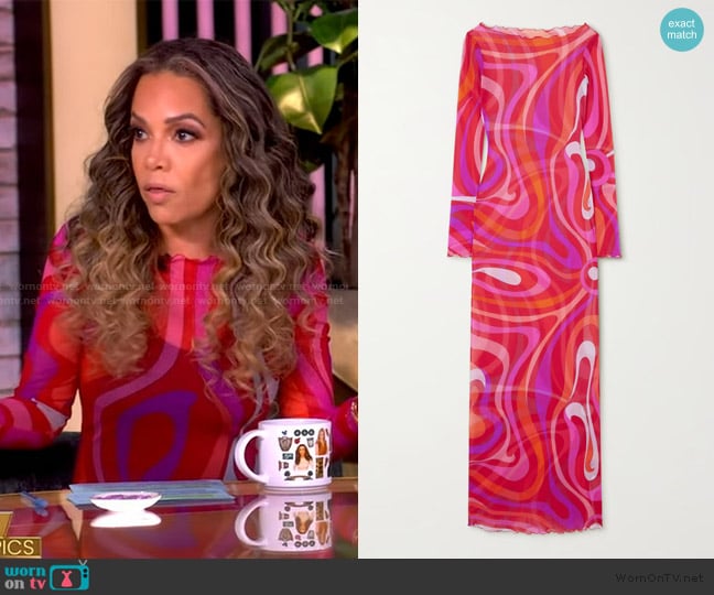 Pucci Marmo sheer tulle maxi dress worn by Sunny Hostin on The View