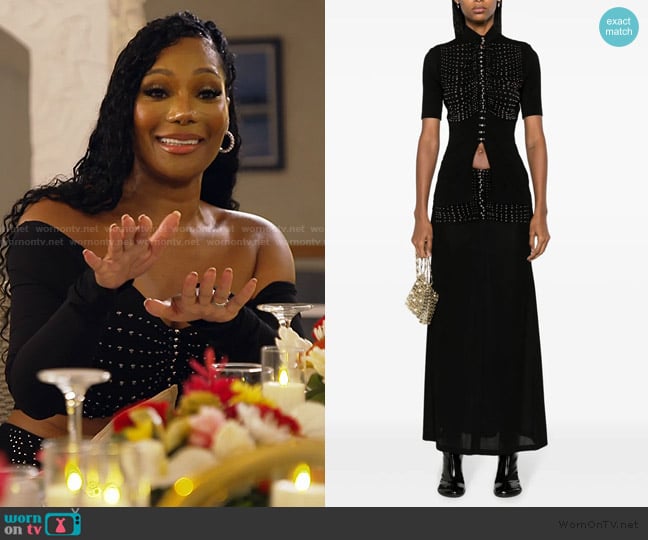 Rabanne Embellished crop top worn by Angela Oakley on The Real Housewives of Atlanta