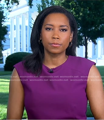 Rachel’s purple cap sleeve dress on Good Morning America