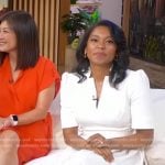 Rachel’s white pleated midi dress on Good Morning America