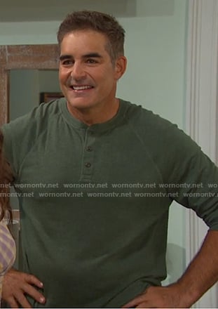 Rafe’s green henley shirt on Days of our Lives