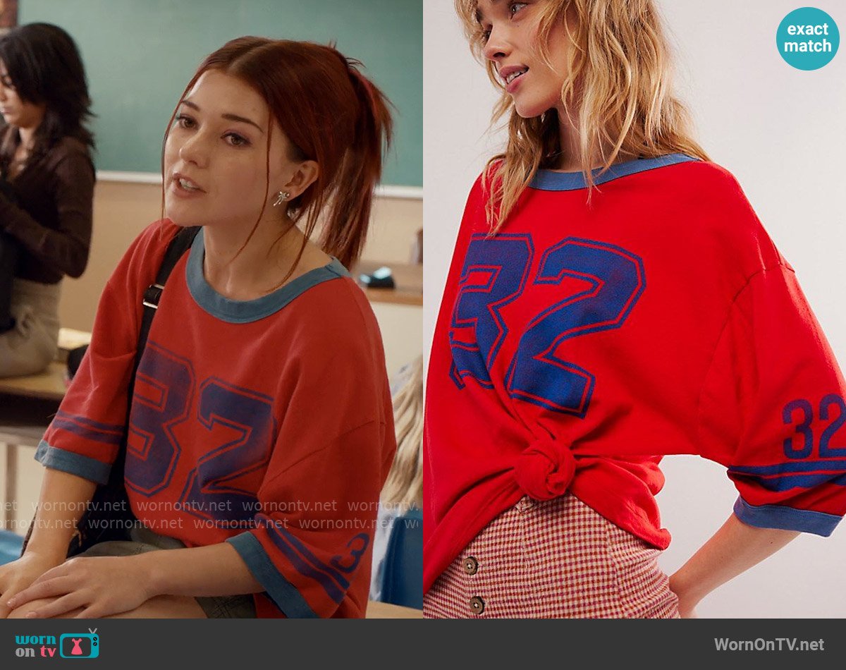 Ragabond x Free People Lost & Found Ringer Tee worn by Abby Littman (Katie Douglas) on Ginny & Georgia
