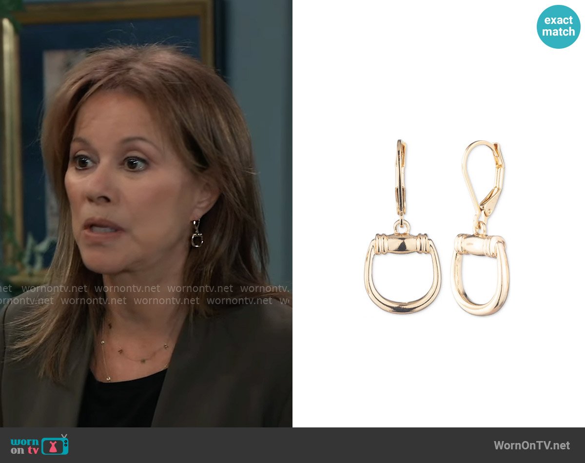 LAUREN Ralph Lauren Horsebit-Style Drop Earrings worn by Alexis Davis (Nancy Lee Grahn) on General Hospital