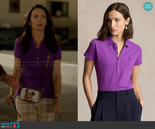 Ralph Lauren Slim Fit Stretch Polo Shirt worn by Charlotte York (Kristin Davis) on And Just Like That