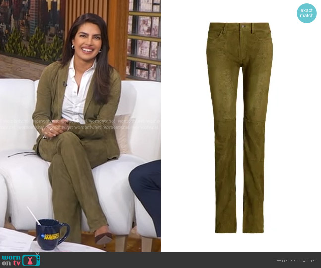 Ralph Lauren Collection Scottie Trousers in Moss worn by Priyanka Chopra on Good Morning America