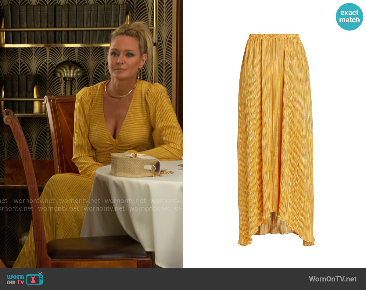 Ramy Brook Gwendolyn Pleated Maxi Skirt worn by Sharon Newman (Sharon Case) on The Young and the Restless