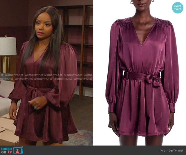 Ramy Brook Montana Belted Mini Dress worn by Chanel Dupree (Raven Bowens) on Days of our Lives