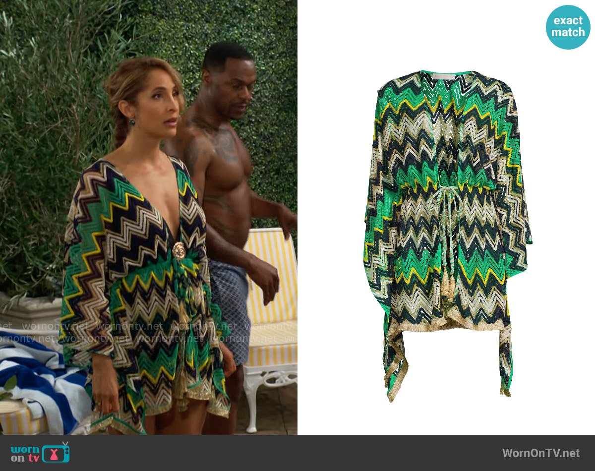 Ramy Brook Mckala Chevron Caftan in Palm Green Chevron worn by Lily Winters (Christel Khalil) on The Young and the Restless