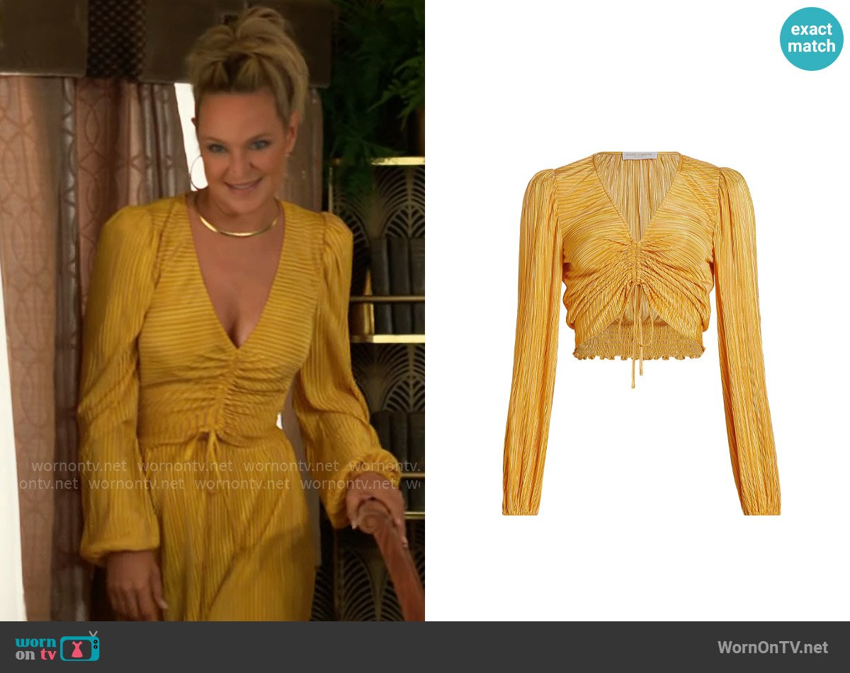 Ramy Brook Yolande Pleated Crop Top worn by Sharon Newman (Sharon Case) on The Young and the Restless