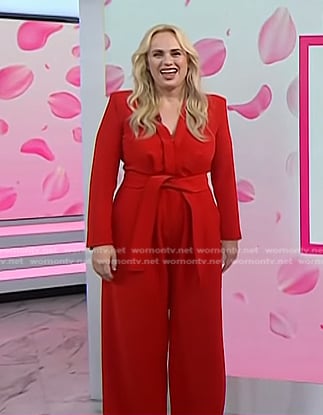 Rebel Wilson’s red tie waist jumpsuit on Today