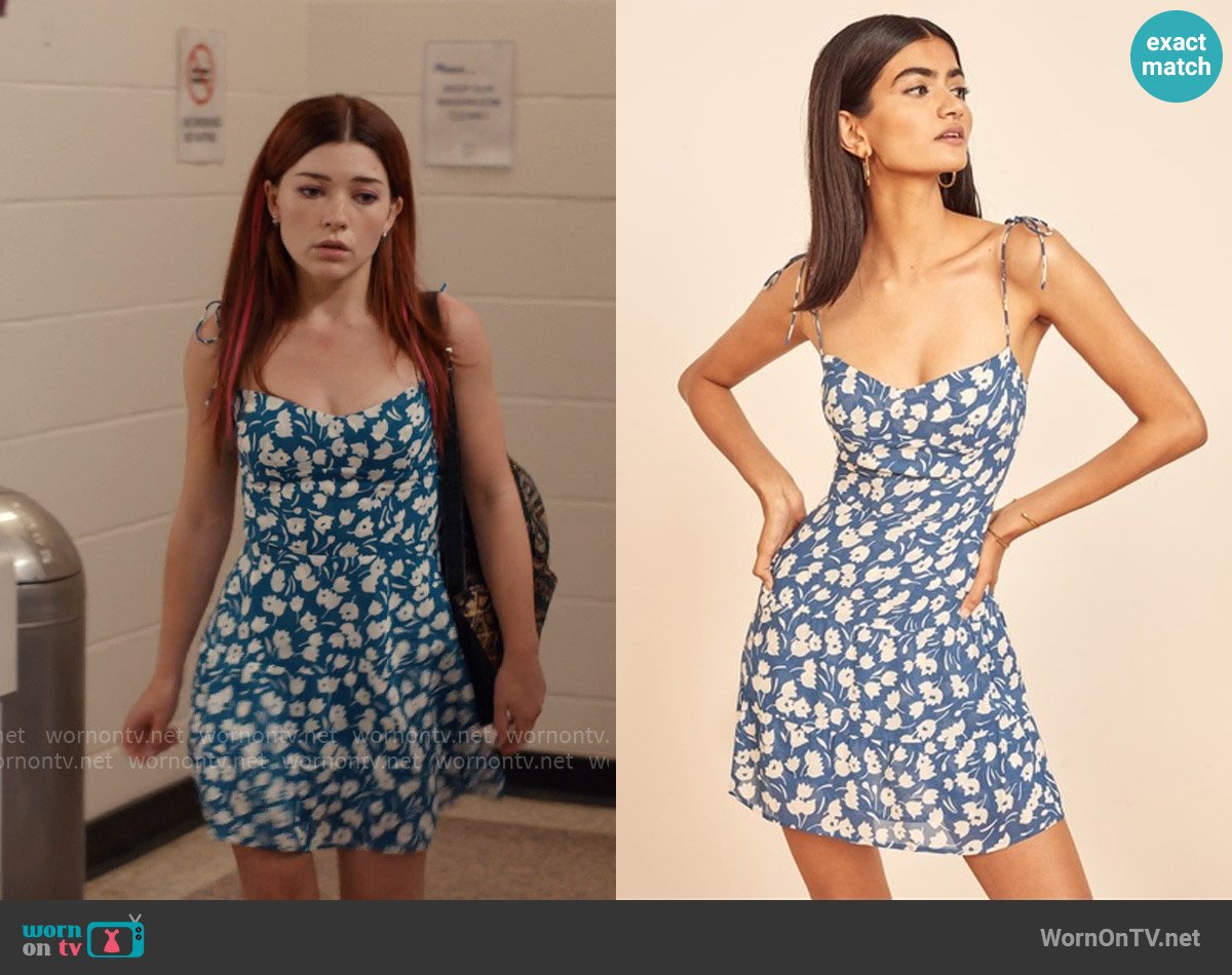 Reformation Othello Dress in Tuli worn by Abby Littman (Katie Douglas) on Ginny & Georgia