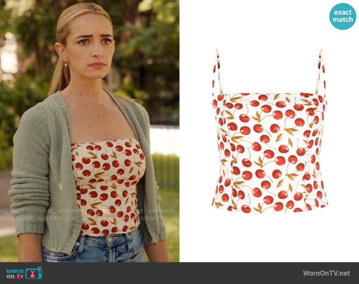 Reformation Overland Cherry Print Tank Top worn by Georgia Miller (Brianne Howey) on Ginny & Georgia