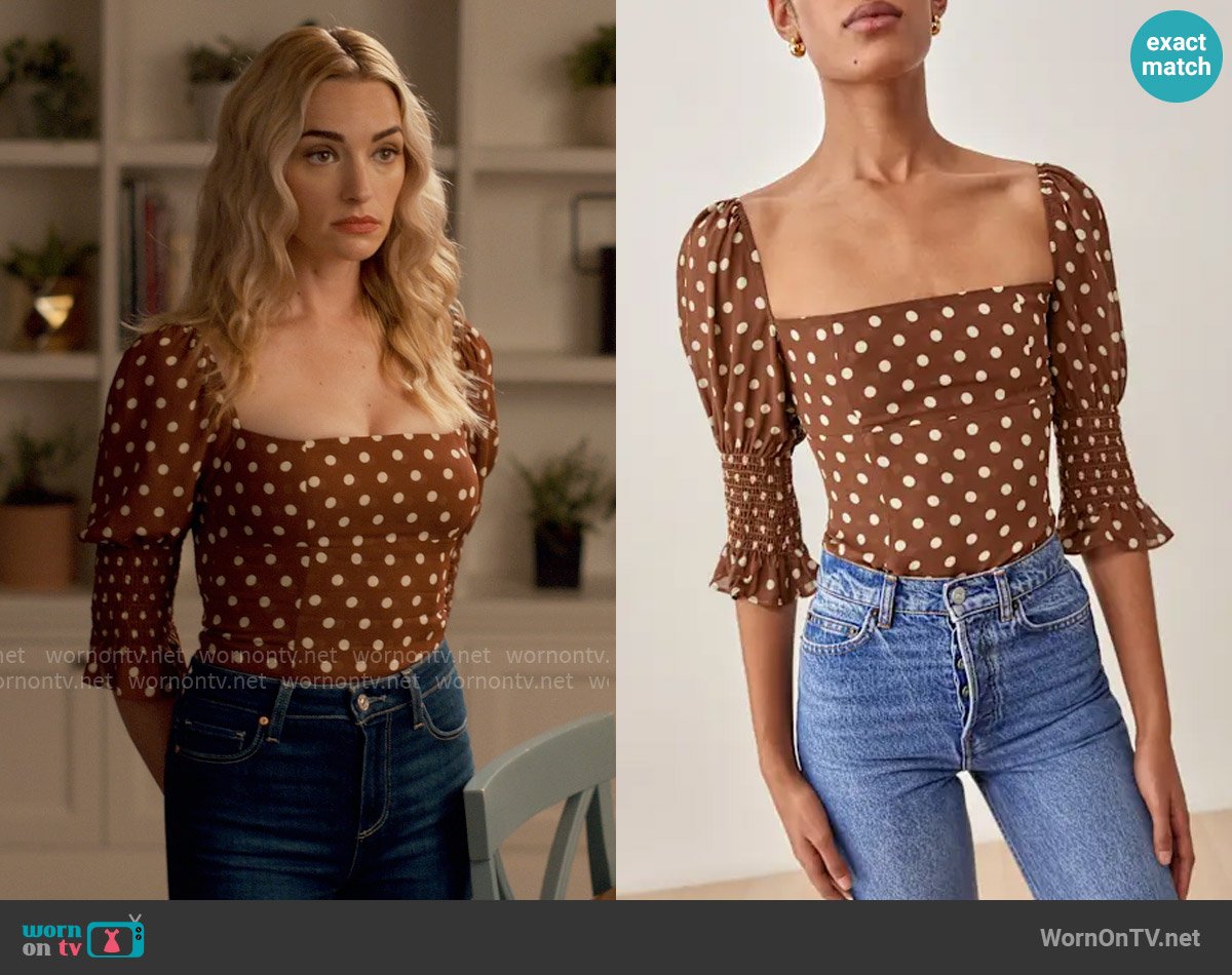 Reformation Portia Top worn by Georgia Miller (Brianne Howey) on Ginny & Georgia