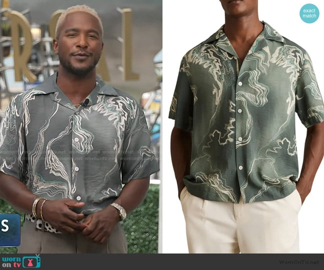 Reiss Marble Camp Shirt worn by Scott Evans on Access Hollywood