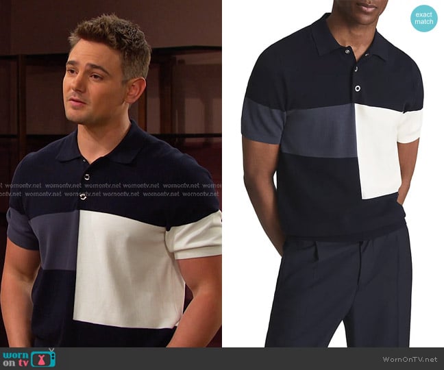 Reiss Primo Color Blocked Polo Shirt worn by Johnny DiMera (Carson Boatman) on Days of our Lives