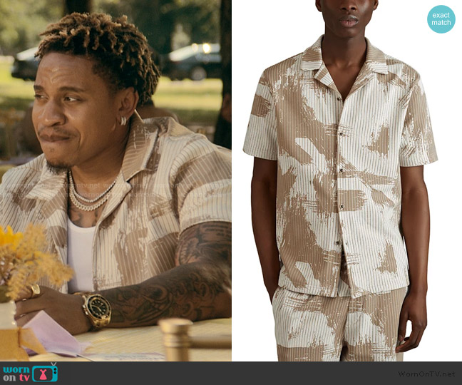 Reiss Viceroy Brushtroke Cuban Shirt worn by Charles (Rotimi) on The Chi