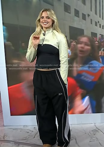 Reneé Rapp’s black side stripe pants on Today