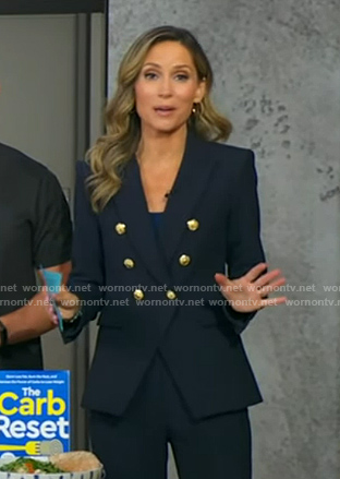 Rhiannon's navy blazer with gold buttons on Good Morning America