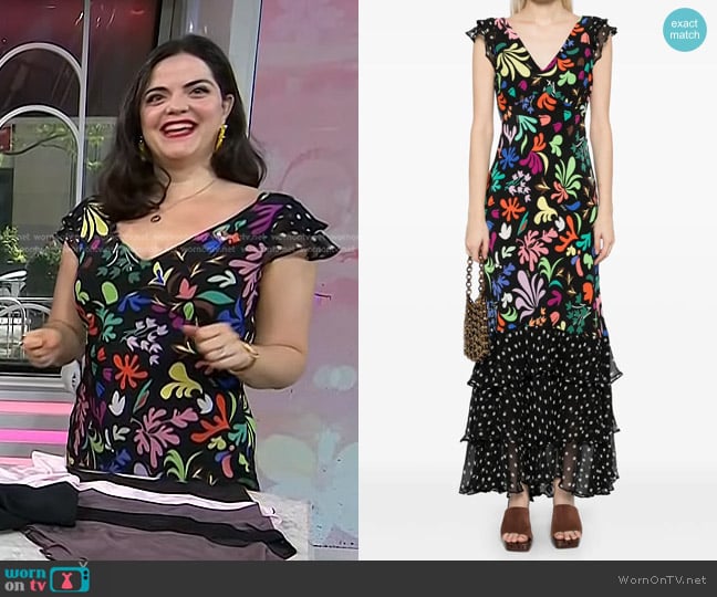 Rixo Ossy Silk Maxi Dress worn by Kimmay Caldwell on Today