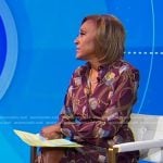 Robin’s burgundy print shirtdress on Good Morning America