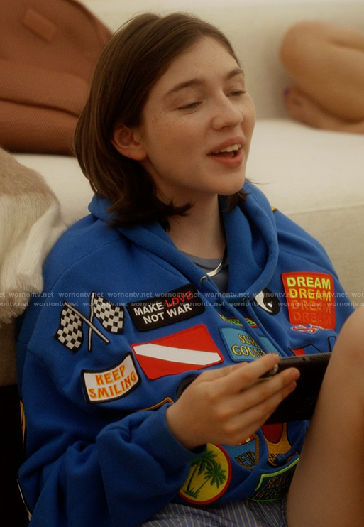 Rock’s blue patch hoodie on And Just Like That