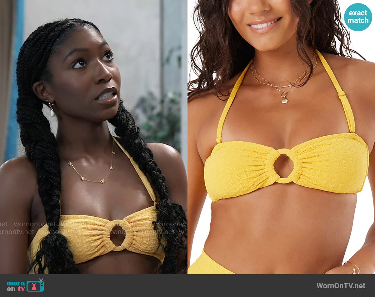 Roxy Haleiwa Textured Bandeau Bikini Top worn by Trina Robinson (Tabyana Ali) on General Hospital