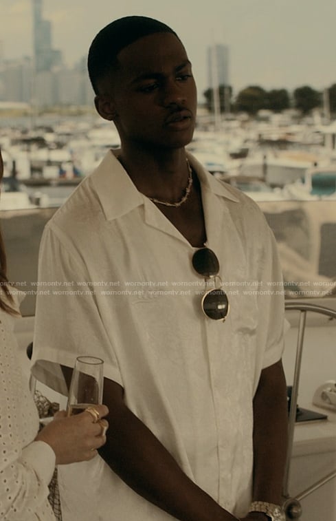 Bakari's white embroidered shirt on The Chi