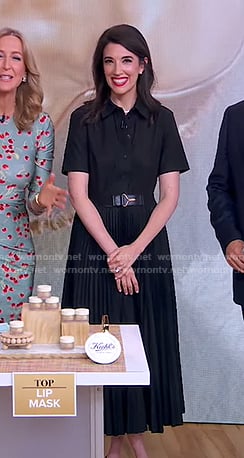 Sally Holmes's black belted shirtdress on Good Morning America