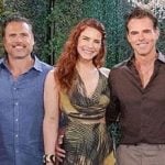 Sally’s printed cowl neck maxi dress on The Young and the Restless