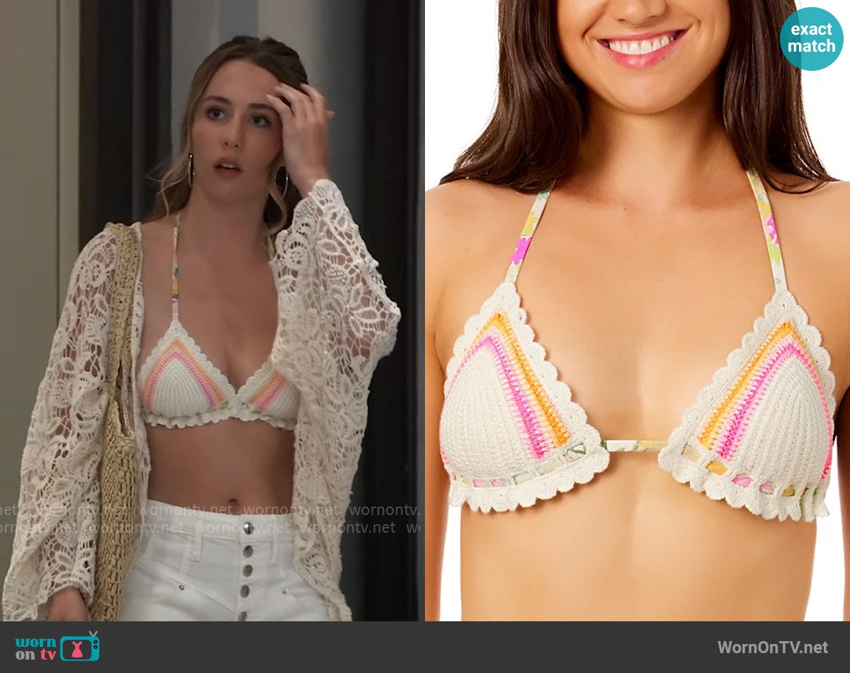 Salt + Cove Crochet Halter Triangle Bikini worn by Josslyn Jacks (Eden McCoy) on General Hospital