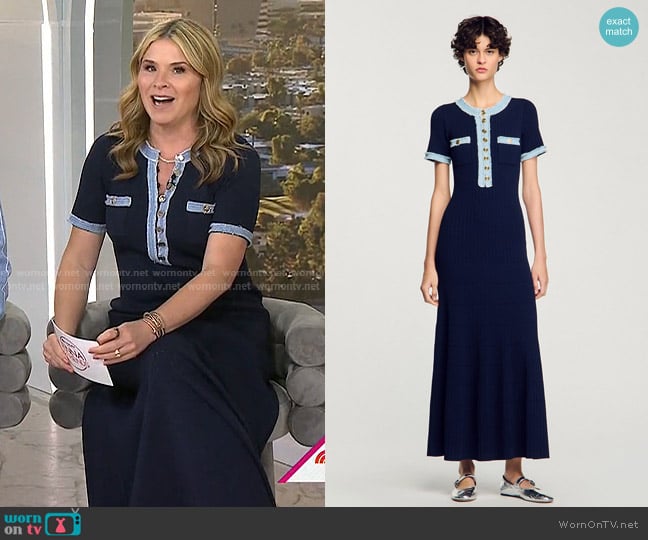 Sandro Knit and Denim Maxi Dress worn by Jenna Bush Hager on Today