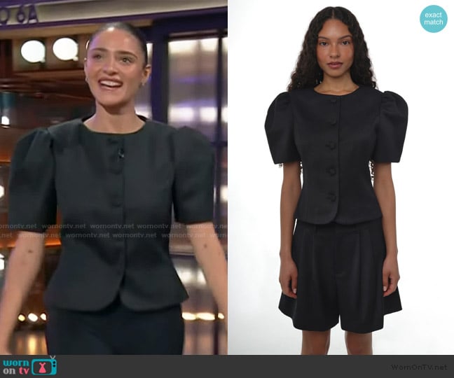 Sandy Liang Bonny Jacket in Black worn by Luna Blaise on The Kelly Clarkson Show