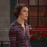 Sarah’s purple stripe cardigan on Days of our Lives
