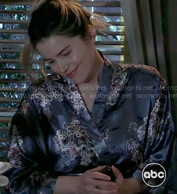 Sasha's floral satin robe on General Hospital
