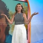 Savannah’s black striped top and white textured skirt on Today