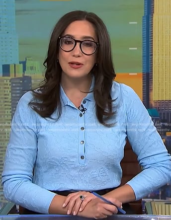 Savannah’s blue textured long sleeve polo on NBC News Daily