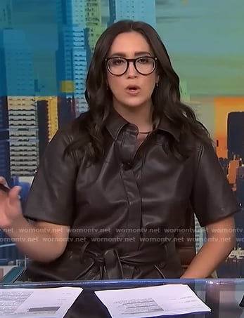 Savannah's brown tie waist leather dress on NBC News Daily