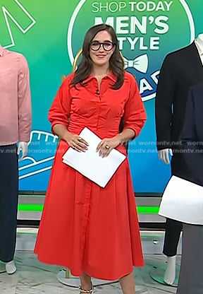 Savannah's red midi shirtdress on Today