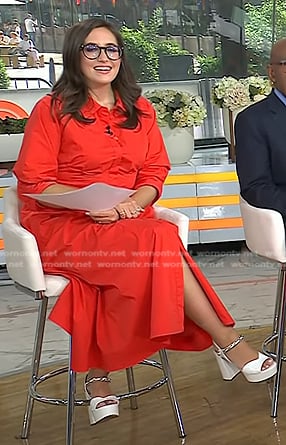Savannah’s white chain strap heel sandals on Today