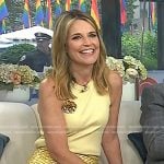 Savannah’s yellow sleeveless top and metallic embellished skirt on Today