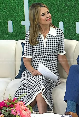 Savannah's black and white gingham check midi dress on Today