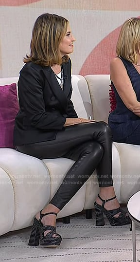 Savannah's black studded platform sandals on Today