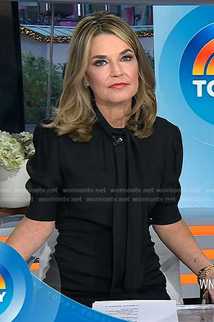 Savannah’s black tie neck shirtdress on Today