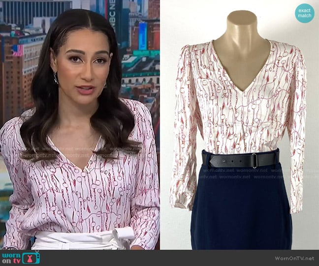 Scanlan Theodore Bridle Print Long Sleeve Top worn by Morgan Radford on NBC News Daily