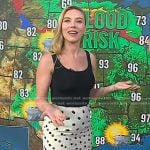 Scarlett Johansson’s polka dot skirt ans slingback pumps on Today