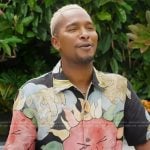 Scott’s black floral print shirt on Access Hollywood