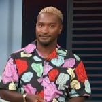 Scott’s multicolored floral print shirt on Access Hollywood
