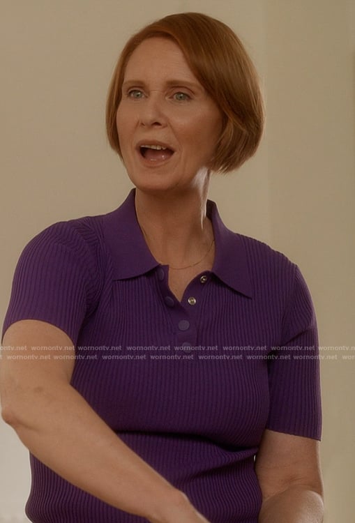 Miranda's purple polo on And Just Like That
