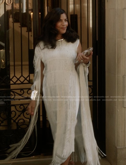 Seema's white fringe dress on And Just Like That