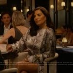 Seema’s snakeskin print dress on And Just Like That